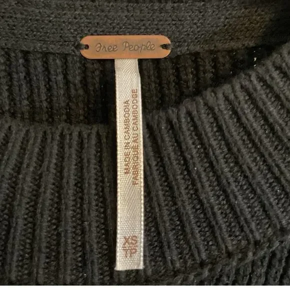 Free People Ottoman Slouchy Black Sweater Long Sleeve Tunic Dress XS - Picture 9 of 16